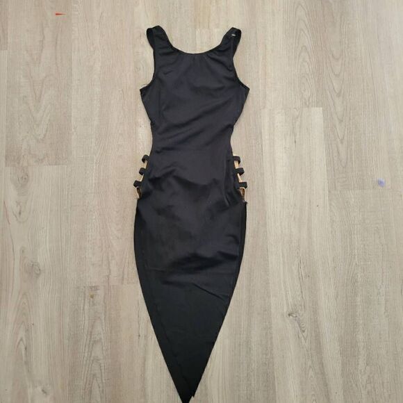 Weissman dance costume black unitard with tan cut out sides child medium NWOT - Picture 1 of 9